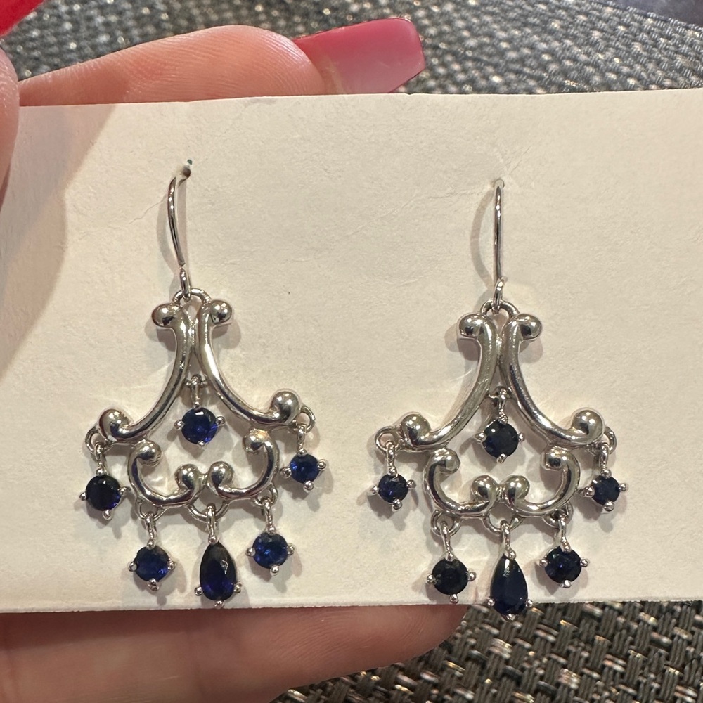 Sterling Silver and Sapphire Necklace and Earrings